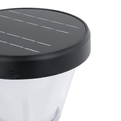 GLOBOSTAR® SOLARDIS 90523 Φωτιστικό Κολωνάκι Κήπου LED 10W 180lm 120° με Ενσωματωμένο Φωτοβολταϊκό Panel 6V 5W & Επαναφορτιζόμενη Μπαταρία Li-ion 3.2V 6000mAh με Αισθητήρα Ημέρας-Νύχτας Αδιάβροχο IP65 Ψυχρό Λευκό 6000K - Μαύρο - Μ24 x Π24 x Υ88cm - 2 Χρόνια Εγγύηση