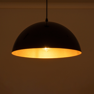 GLOBOSTAR® LUNE 01341 Μοντέρνο Κρεμαστό Φωτιστικό Οροφής με Ντουί 1 x E27 AC 220-240V IP20 - Μαύρο & Χρυσό - Μ40 x Π40 x Υ20cm