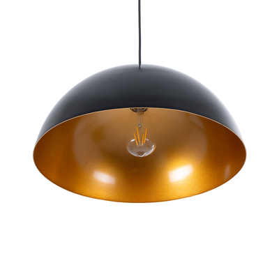 GLOBOSTAR® LUNE 01341 Μοντέρνο Κρεμαστό Φωτιστικό Οροφής με Ντουί 1 x E27 AC 220-240V IP20 - Μαύρο & Χρυσό - Μ40 x Π40 x Υ20cm