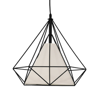 GLOBOSTAR® KAIRI 01618 Μοντέρνο Κρεμαστό Φωτιστικό Οροφής με Ντουί 1 x E27 AC 220-240V IP20 - Μαύρο & Λευκό - Μ38 x Π38 x Υ39cm