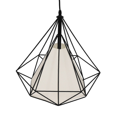 GLOBOSTAR® KAIRI 01618 Μοντέρνο Κρεμαστό Φωτιστικό Οροφής με Ντουί 1 x E27 AC 220-240V IP20 - Μαύρο & Λευκό - Μ38 x Π38 x Υ39cm