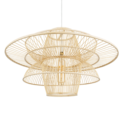 GLOBOSTAR® BALI 01758 Boho Κρεμαστό Φωτιστικό Οροφής με Ντουί 1 x E27 AC 220-240V IP20 - Μπεζ - Μ100 x Π100 x Υ60cm