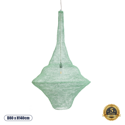 GLOBOSTAR® KENTUCKY 01879 Vintage Κρεμαστό Φωτιστικό Οροφής με Ντουί 1 x E27 AC 220-240V IP20 - Τιρκουάζ - Μ80 x Π80 x Υ140cm