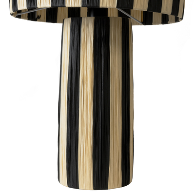 GloboStar® NASSAU 02234 Boho Επιτραπέζιο Φωτιστικό Πορτατίφ Μονόφωτο 1 x E27 IP20 Μπεζ & Μαύρη Raffia - Μ37 x Π37 x Υ55cm