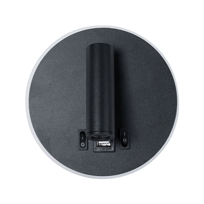 GLOBOSTAR® LADY-R 60938 Μοντέρνο Φωτιστικό Τοίχου - Απλίκα Ξενοδοχείου Reading Light με Φορτιστή USB 3A LED 6W 600lm 36° & 360° AC 220-240V IP20 Φυσικό Λευκό 4500K - Bridgelux COB Chip & TÜV SÜD Driver - Μαύρο Ματ - Μ15 x Π15 x Υ7cm - 3 Χρόνια Εγγύηση