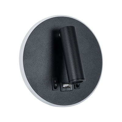 GLOBOSTAR® LADY-R 60938 Μοντέρνο Φωτιστικό Τοίχου - Απλίκα Ξενοδοχείου Reading Light με Φορτιστή USB 3A LED 6W 600lm 36° & 360° AC 220-240V IP20 Φυσικό Λευκό 4500K - Bridgelux COB Chip & TÜV SÜD Driver - Μαύρο Ματ - Μ15 x Π15 x Υ7cm - 3 Χρόνια Εγγύηση