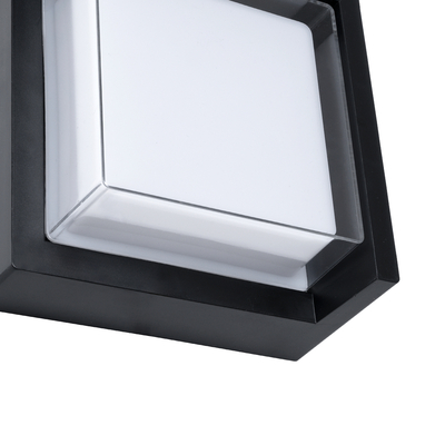 GLOBOSTAR® APEX 60770 Μοντέρνο Φωτιστικό Τοίχου - Απλίκα LED 10W 1050lm 120° AC 220-240V Αδιάβροχο IP65 Φυσικό Λευκό 4500K - Bridgelux SMD Chip - Μαύρο Ματ - Μ17 x Π17 x Υ9cm - 3 Χρόνια Εγγύηση