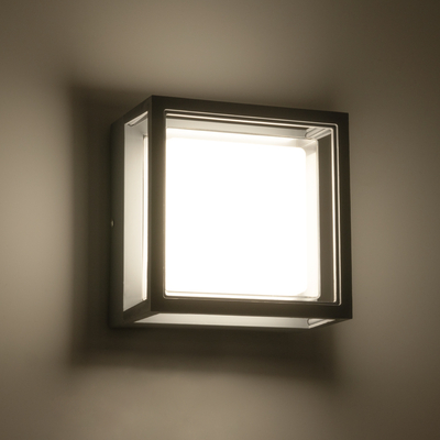 GLOBOSTAR® MAJESTIC 60774 Μοντέρνο Φωτιστικό Τοίχου - Απλίκα LED 10W 1050lm 120° AC 220-240V Αδιάβροχο IP65 Φυσικό Λευκό 4500K - Bridgelux SMD Chip - Γκρι - Μ17 x Π17 x Υ9cm - 3 Χρόνια Εγγύηση