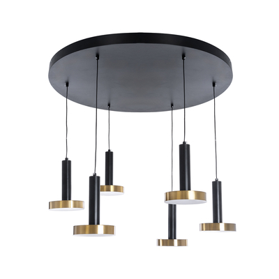 GLOBOSTAR® ZANE 60935 Μοντέρνο Κρεμαστό Φωτιστικό Οροφής LED 100W 11200lm 120° AC 220-240V IP20 Ρυθμιζόμενο Λευκό CCT με Χειριστήριο από 2700K έως 6000K Dimmable - Lumileds SMD Chip - Μαύρο Ματ & Χρυσό - Μ80 x Π80 x Υ20cm - 3 Χρόνια Εγγύηση