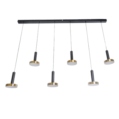 GLOBOSTAR® ZANE 60937 Μοντέρνο Κρεμαστό Φωτιστικό Οροφής LED 100W 11200lm 120° AC 220-240V IP20 Ρυθμιζόμενο Λευκό CCT με Χειριστήριο από 2700K έως 6000K Dimmable - Lumileds SMD Chip - Μαύρο Ματ & Χρυσό - Μ160 x Π15 x Υ20cm - 3 Χρόνια Εγγύηση