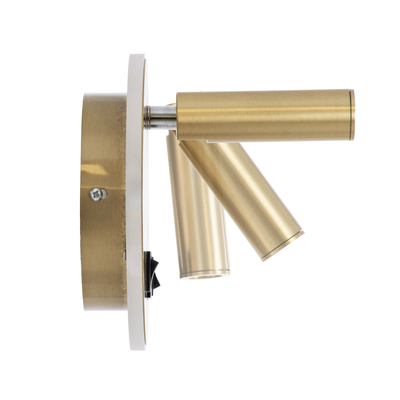 GLOBOSTAR® LADY-R 60940 Μοντέρνο Φωτιστικό Τοίχου - Απλίκα Ξενοδοχείου Reading Light με Φορτιστή USB 3A LED 6W 600lm 36° & 360° AC 220-240V IP20 Φυσικό Λευκό 4500K - Bridgelux COB Chip & TÜV SÜD Driver - Χρυσό Βούρτσας - Μ15 x Π15 x Υ17cm - 3 Χρόνια Εγγύηση