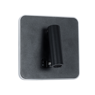 GLOBOSTAR® LADY-S 60942 Μοντέρνο Φωτιστικό Τοίχου - Απλίκα Ξενοδοχείου Reading Light με Φορτιστή USB 3A LED 6W 600lm 36° & 360° AC 220-240V IP20 Φυσικό Λευκό 4500K - Bridgelux COB Chip & TÜV SÜD Driver - Μαύρο Ματ - Μ15 x Π15 x Υ7cm - 3 Χρόνια Εγγύηση