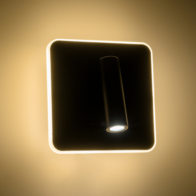 GLOBOSTAR® LADY-S 60942 Μοντέρνο Φωτιστικό Τοίχου - Απλίκα Ξενοδοχείου Reading Light με Φορτιστή USB 3A LED 6W 600lm 36° & 360° AC 220-240V IP20 Φυσικό Λευκό 4500K - Bridgelux COB Chip & TÜV SÜD Driver - Μαύρο Ματ - Μ15 x Π15 x Υ7cm - 3 Χρόνια Εγγύηση