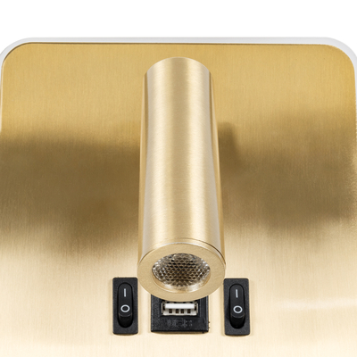 GLOBOSTAR® LADY-S 60944 Μοντέρνο Φωτιστικό Τοίχου - Απλίκα Ξενοδοχείου Reading Light με Φορτιστή USB 3A LED 6W 600lm 36° & 360° AC 220-240V IP20 Φυσικό Λευκό 4500K - Bridgelux COB Chip & TÜV SÜD Driver - Χρυσό Πλατίνα - Μ15 x Π15 x Υ7cm - 3 Χρόνια Εγγύηση