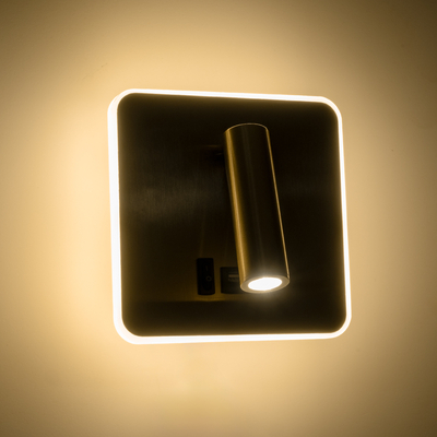 GLOBOSTAR® LADY-S 60944 Μοντέρνο Φωτιστικό Τοίχου - Απλίκα Ξενοδοχείου Reading Light με Φορτιστή USB 3A LED 6W 600lm 36° & 360° AC 220-240V IP20 Φυσικό Λευκό 4500K - Bridgelux COB Chip & TÜV SÜD Driver - Χρυσό Πλατίνα - Μ15 x Π15 x Υ7cm - 3 Χρόνια Εγγύηση