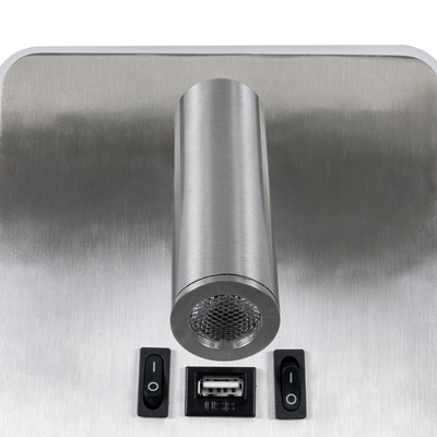 GLOBOSTAR® LADY-S 60945 Μοντέρνο Φωτιστικό Τοίχου - Απλίκα Ξενοδοχείου Reading Light με Φορτιστή USB 3A LED 6W 600lm 36° & 360° AC 220-240V IP20 Φυσικό Λευκό 4500K - Bridgelux COB Chip & TÜV SÜD Driver - Νίκελ Βούρτσας - Μ15 x Π15 x Υ7cm - 3 Χρόνια Εγγύηση