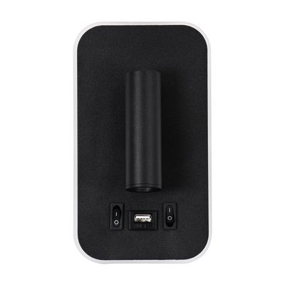 GLOBOSTAR® LADY-O 61363 Μοντέρνο Φωτιστικό Τοίχου - Απλίκα Ξενοδοχείου Reading Light με Φορτιστή USB 3A LED 10W 1000lm 36° & 360° AC 220-240V IP20 Φυσικό Λευκό 4500K - Bridgelux COB Chip & TÜV SÜD Driver - Μαύρο Ματ - Μ10.5 x Π10 x Υ18.5cm - 3 Χρόνια Εγγύηση