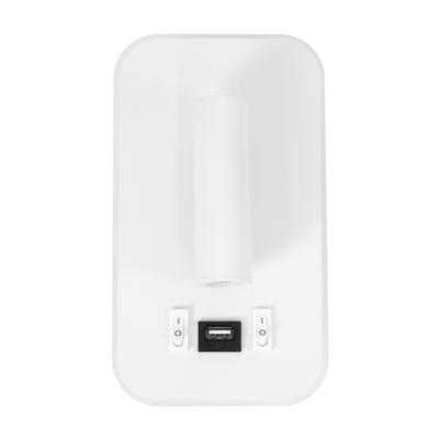 GLOBOSTAR® LADY-O 61364 Μοντέρνο Φωτιστικό Τοίχου - Απλίκα Ξενοδοχείου Reading Light με Φορτιστή USB 3A LED 10W 1000lm 36° & 360° AC 220-240V IP20 Φυσικό Λευκό 4500K - Bridgelux COB Chip & TÜV SÜD Driver - Λευκό Ματ - Μ10.5 x Π10 x Υ18.5cm - 3 Χρόνια Εγγύηση