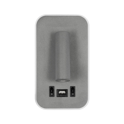 GLOBOSTAR® LADY-O 61365 Μοντέρνο Φωτιστικό Τοίχου - Απλίκα Ξενοδοχείου Reading Light με Φορτιστή USB 3A LED 10W 1000lm 36° & 360° AC 220-240V IP20 Φυσικό Λευκό 4500K - Bridgelux COB Chip & TÜV SÜD Driver - Γκρι Ματ - Μ10.5 x Π10 x Υ18.5cm - 3 Χρόνια Εγγύηση