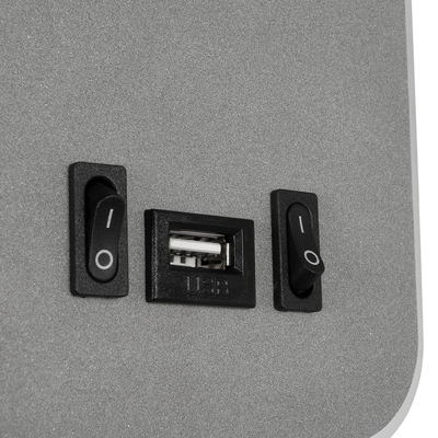 GLOBOSTAR® LADY-O 61365 Μοντέρνο Φωτιστικό Τοίχου - Απλίκα Ξενοδοχείου Reading Light με Φορτιστή USB 3A LED 10W 1000lm 36° & 360° AC 220-240V IP20 Φυσικό Λευκό 4500K - Bridgelux COB Chip & TÜV SÜD Driver - Γκρι Ματ - Μ10.5 x Π10 x Υ18.5cm - 3 Χρόνια Εγγύηση