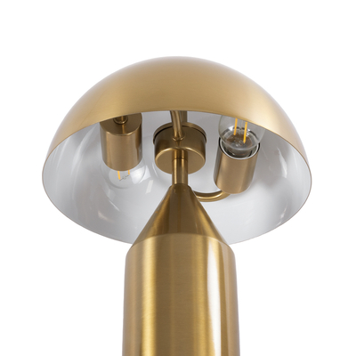 GloboStar® URANUS-S 61451 Μοντέρνο Επιτραπέζιο Φωτιστικό Πορτατίφ Δίφωτο 2 x E27 IP20 Χρυσό & Λευκό Μέταλλο - Μ25 x Π25 x Υ39cm