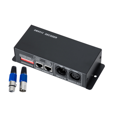 GLOBOSTAR® RGBCONTROLLER 73490 DC DMX Master Dimmer / Controller / Decoder Υψηλής Ταχύτητας με 3 x 8A 192W Κανάλια DC 12-24V 24A 576W Max IP20 - DMX512 & RDM - Μ16 x Π9 x Υ6cm - 2 Χρόνια Εγγύηση