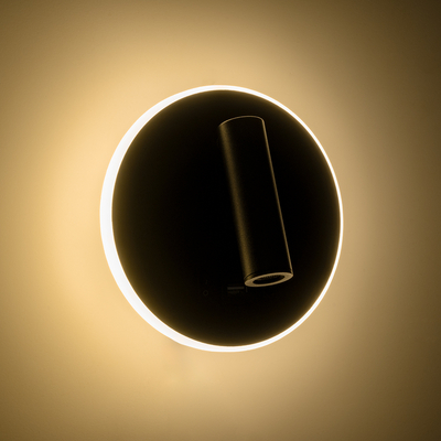 GLOBOSTAR® LADY-R 60938 Μοντέρνο Φωτιστικό Τοίχου - Απλίκα Ξενοδοχείου Reading Light με Φορτιστή USB 3A LED 6W 600lm 36° & 360° AC 220-240V IP20 Φυσικό Λευκό 4500K - Bridgelux COB Chip & TÜV SÜD Driver - Μαύρο Ματ - Μ15 x Π15 x Υ7cm - 3 Χρόνια Εγγύηση