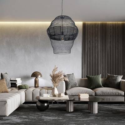 GLOBOSTAR® KENTUCKY 01912 Vintage Κρεμαστό Φωτιστικό Οροφής με Ντουί 1 x E27 AC 220-240V IP20 - Μαύρο - Μ60 x Π60 x Υ70cm