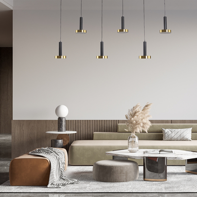 GLOBOSTAR® ZANE 60937 Μοντέρνο Κρεμαστό Φωτιστικό Οροφής LED 100W 11200lm 120° AC 220-240V IP20 Ρυθμιζόμενο Λευκό CCT με Χειριστήριο από 2700K έως 6000K Dimmable - Lumileds SMD Chip - Μαύρο Ματ & Χρυσό - Μ160 x Π15 x Υ20cm - 3 Χρόνια Εγγύηση