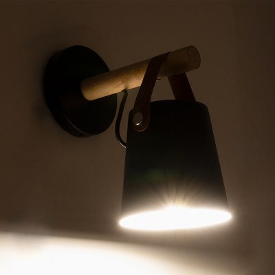 GLOBOSTAR® AMY 00947 Μοντέρνο Φωτιστικό Τοίχου - Απλίκα με Ντουί 1 x E27 AC 220-240V IP20 - Μαύρο & Μπεζ - Μ13 x Π22 x Υ25.5cm