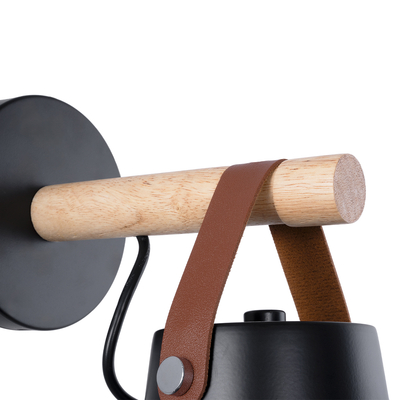 GLOBOSTAR® AMY 00947 Μοντέρνο Φωτιστικό Τοίχου - Απλίκα με Ντουί 1 x E27 AC 220-240V IP20 - Μαύρο & Μπεζ - Μ13 x Π22 x Υ25.5cm