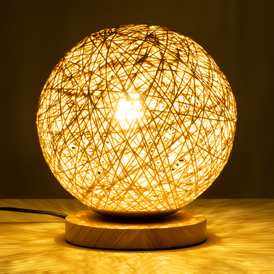 GLOBOSTAR® OCEANA 01336 Boho Επιτραπέζιο Φωτιστικό Πορτατίφ με Ντουί 1 x E27 AC 220-240V IP20 - Μπεζ - M20 x Π20 x Υ22cm