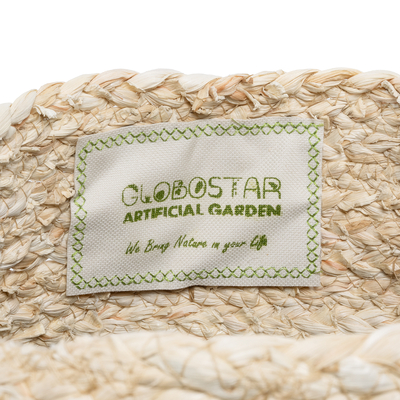 GloboStar® Artificial Garden CAROLINA 20579 Διακοσμητικό Πλεκτό Κασπώ Γλάστρα - Flower Pot Μπεζ με Καφέ και Λευκό Φ27 x Υ26cm