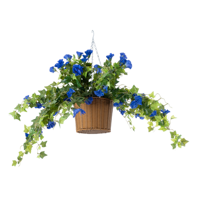 GloboStar® Artificial Garden MORNING GLORY HANGING PLANT 20636 Τεχνητό Κρεμαστό Διακοσμητικό Φυτό Ορτανσίας Y55cm