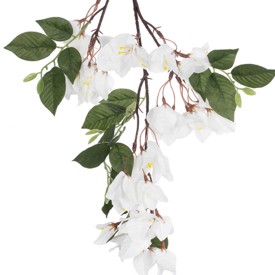 GloboStar® Artificial Garden BOUGAUVILLEA BRANCH 20648 Τεχνητό Διακοσμητικό Κλαδί Μπουκανβίλιας Λευκή Y80cm