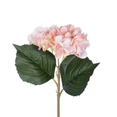 GloboStar® Artificial Garden SALMON HYDRANGEA BRANCH 21175 Τεχνητό Διακοσμητικό  Κλαδί Ορτανσίας Σαμπανιζέ  Y47cm