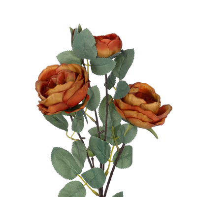 GloboStar® Artificial Garden CORAL RED CLIMBING ROSE BRANCH 21187 Τεχνητό Διακοσμητικό Κλαδί Τριαντάφυλλο Κοραλί Y70cm