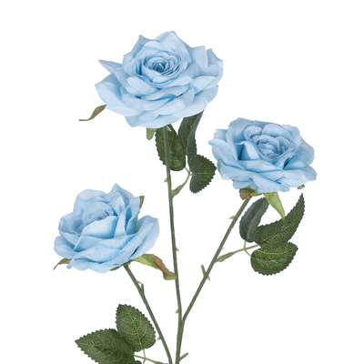 GloboStar® Artificial Garden SKY BLUE CLIMBING ROSE BRANCH 21191 Τεχνητό Διακοσμητικό Κλαδί Τριαντάφυλλο Ξεθωριασμένο Γαλάζιο Y66cm