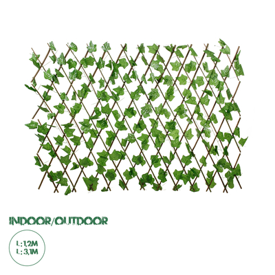 GloboStar® Artificial Garden IVY 78497 Πτυσσόμενη Πέργκολα Τεχνητής Φυλλωσιάς - Κάθετος Κήπος Σύνθεση Κισσός Μ110 x Π10 x Υ120cm (min) Μ310 x Π10 x Υ45cm (max)