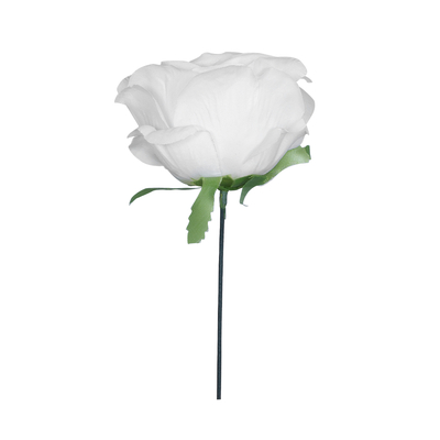 GloboStar® 09077 Τεχνητό Φυτό Διακοσμητικό Τριαντάφυλλο Λευκό M8cm x Υ20cm Π8cm