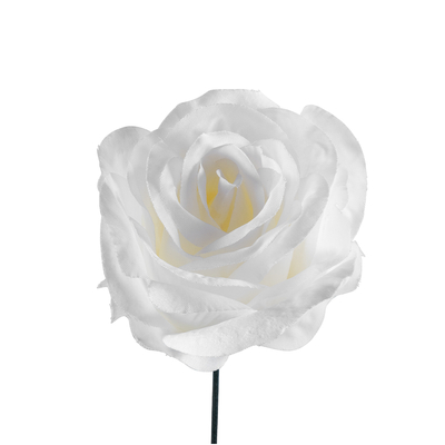 GloboStar® 09077 Τεχνητό Φυτό Διακοσμητικό Τριαντάφυλλο Λευκό M8cm x Υ20cm Π8cm