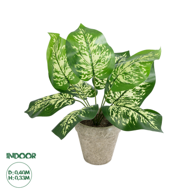 GloboStar® Artificial Garden DIEFFENBACHIA POTTED PLANT 20897 Διακοσμητικό Φυτό Διφενμπάχια Φ40 x Υ33cm