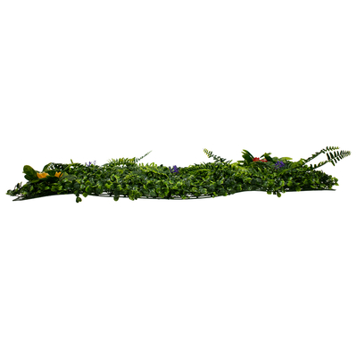 GLOBOSTAR® BOXWOOD 78409 Τεχνητό Πάνελ Φυλλωσιάς Κάθετος Κήπος Πυξάρι/Φτέρη/Περεσκία - Πράσινο - Μ60 x Π7 x Υ40cm