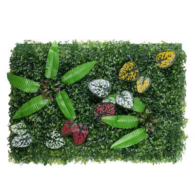 GloboStar® 78429 Artificial - Συνθετικό Τεχνητό Διακοσμητικό Πάνελ Φυλλωσιάς - Κάθετος Κήπος Πυξάρι - Φτέρη - Πόλκα - Λευκό - Κίτρινο - Κόκκινο - Μωβ Μ60 x Υ40 x Π7cm