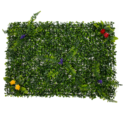GLOBOSTAR® BOXWOOD 78409 Τεχνητό Πάνελ Φυλλωσιάς Κάθετος Κήπος Πυξάρι/Φτέρη/Περεσκία - Πράσινο - Μ60 x Π7 x Υ40cm