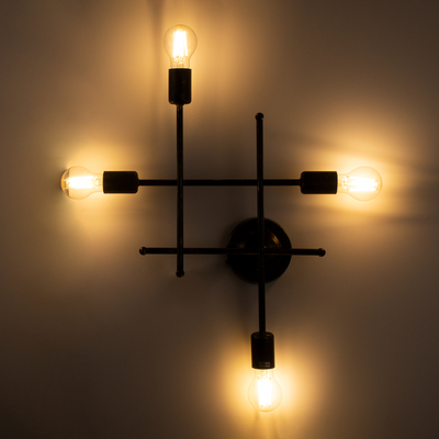 GLOBOSTAR® PIPING 00663 Vintage Φωτιστικό Τοίχου - Απλίκα με Ντουί 4 x E27 AC 220-240V IP20 - Μπρούτζινο - Μ40 x Π9 x Υ52cm