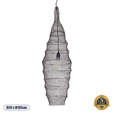 GLOBOSTAR® KENTUCKY 01908 Vintage Κρεμαστό Φωτιστικό Οροφής με Ντουί 1 x E27 AC 220-240V IP20 - Καφέ - Μ30 x Π30 x Y105cm