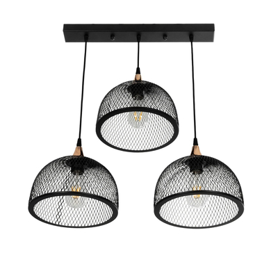 GLOBOSTAR® GLIND 201-0082 Vintage Κρεμαστό Φωτιστικό Οροφής με Ντουί 3 x E27 AC 220-240V IP20 - Μαύρο - Μ60 x Π25 x Υ50cm