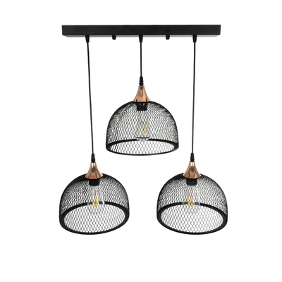 GLOBOSTAR® GLIND 201-0082 Vintage Κρεμαστό Φωτιστικό Οροφής με Ντουί 3 x E27 AC 220-240V IP20 - Μαύρο - Μ60 x Π25 x Υ50cm