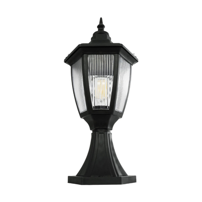 GloboStar® ENGLAND 202-0009 Vintage Επιδαπέδιο Φωτιστικό Φαναράκι Μονόφωτο 1 x E27 IP44 Μαύρο & Διάφανο Πλαστικό - Μ20 x Π20 x Υ45cm